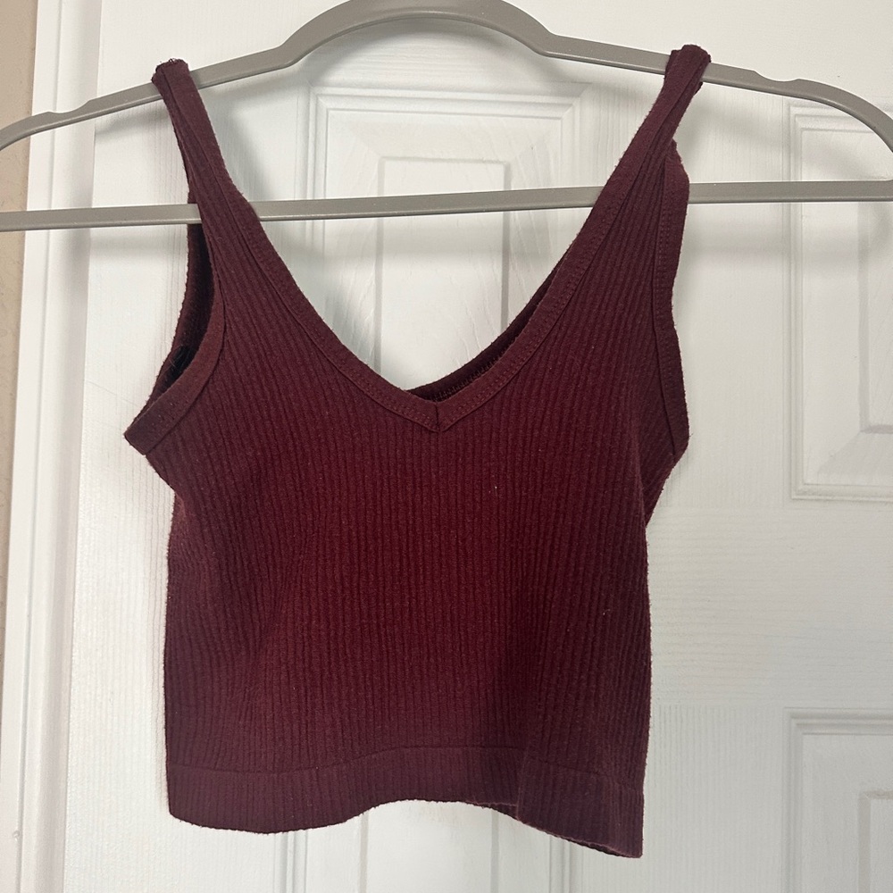 Burgundy Ribbed Knit Top